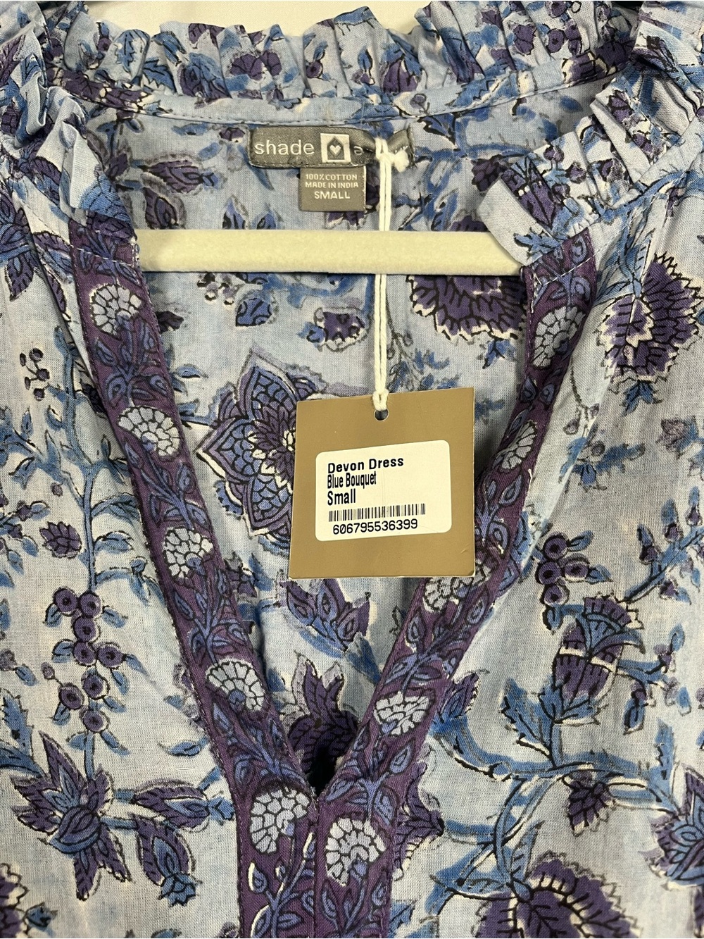 🛍️SALE Shade amour blue floral tasseled resort wear beach summer dress NWT SZ S - Picture 5 of 10